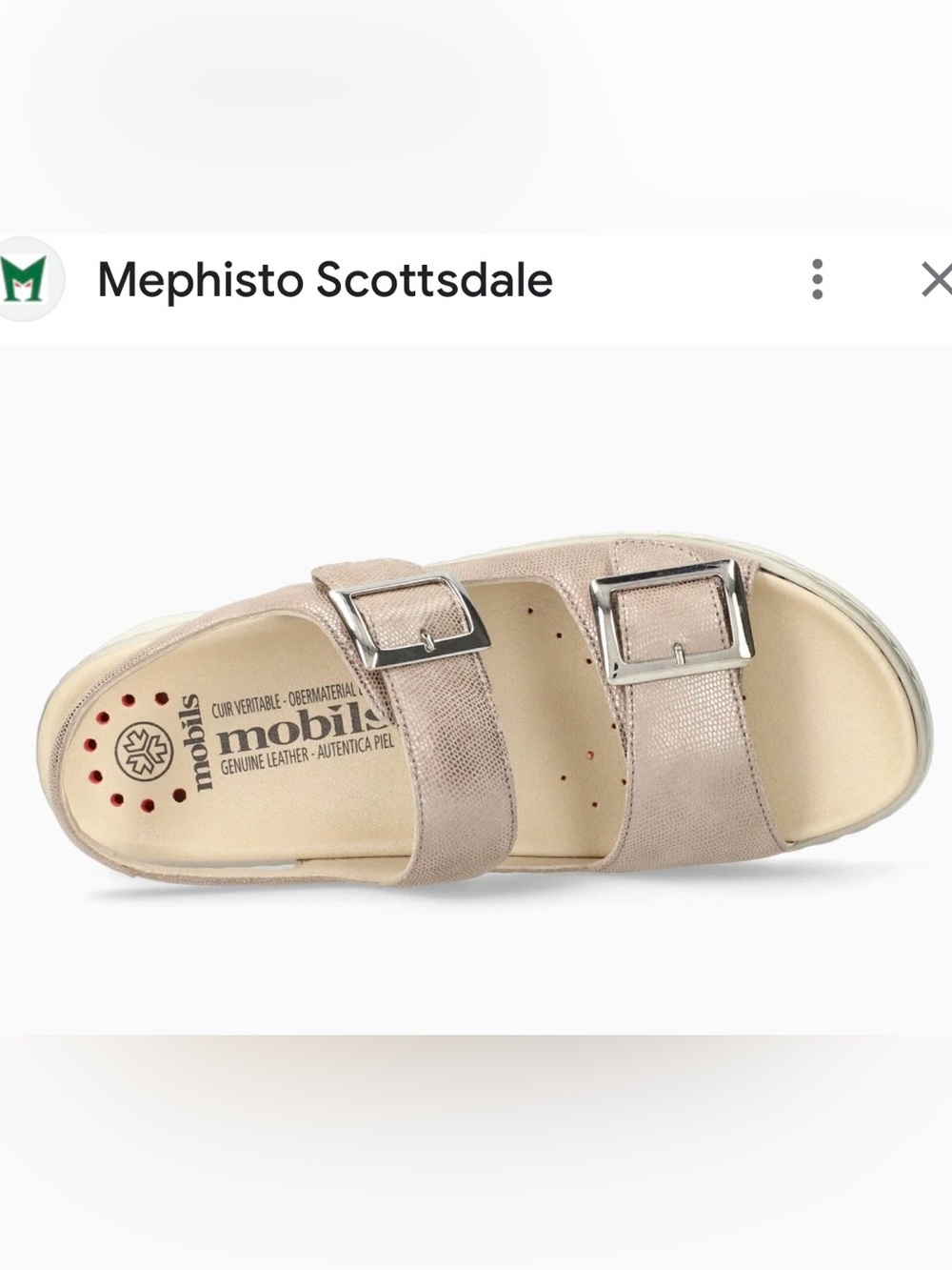 Mephisto Beige Leather Dual-Buckle Comfort Sandal - Picture 1 of 7
